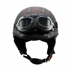 Preferred Été Moto Cuir Léger Rétro Harley Casque De Sécurité Casque Avec Lunettes Mode Demi Casque Véhicule Électrique Casque