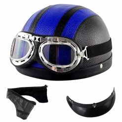 Harley Helmet Casque Harley Moto Demi-visage Casque En Cuir Avec Lunettes Anti-uv 54-60cm