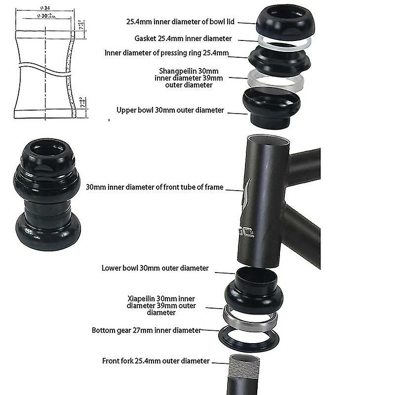 Unbranded 22.2mm Casque De Vélo 1 Pouce à Engrenage Fixe Casque De Vélo De Course Roulement Fixed Gear Road Bike Aluminium – Image 3