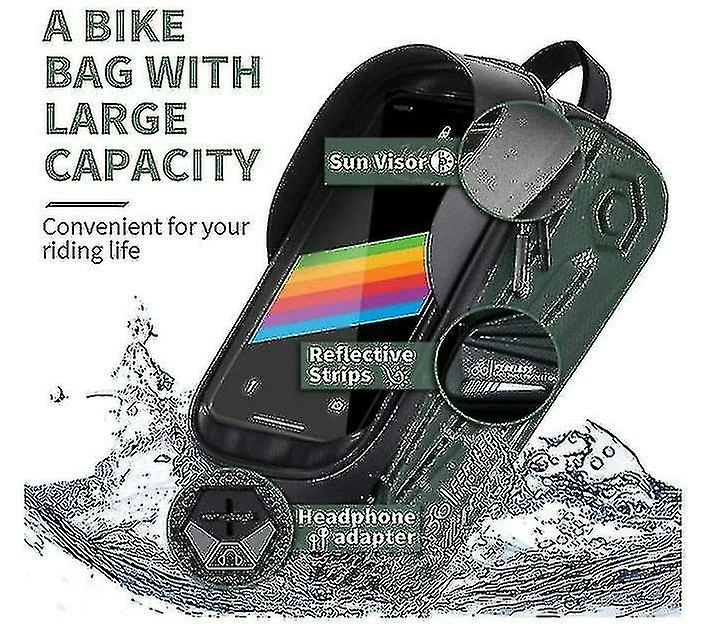 Unbranded Sac De Support De Téléphone De Vélo Grande Capacité Tpu écran Tactile Casque Trou Cyclisme Téléphone Montage Top Tube Pochette Accessoires De Vélo Pour Smartphone Moins De 7,0 '' – Image 3