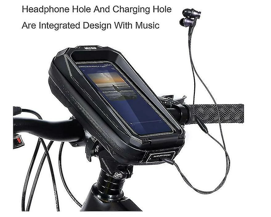 Unbranded Sac De Vélo Imperméable à L’eau écran Tactile MTB Bag Top Front Tube Frame Bag Quick Release Accessoires De Vélo Avec Prise Casque (noir) – Image 2