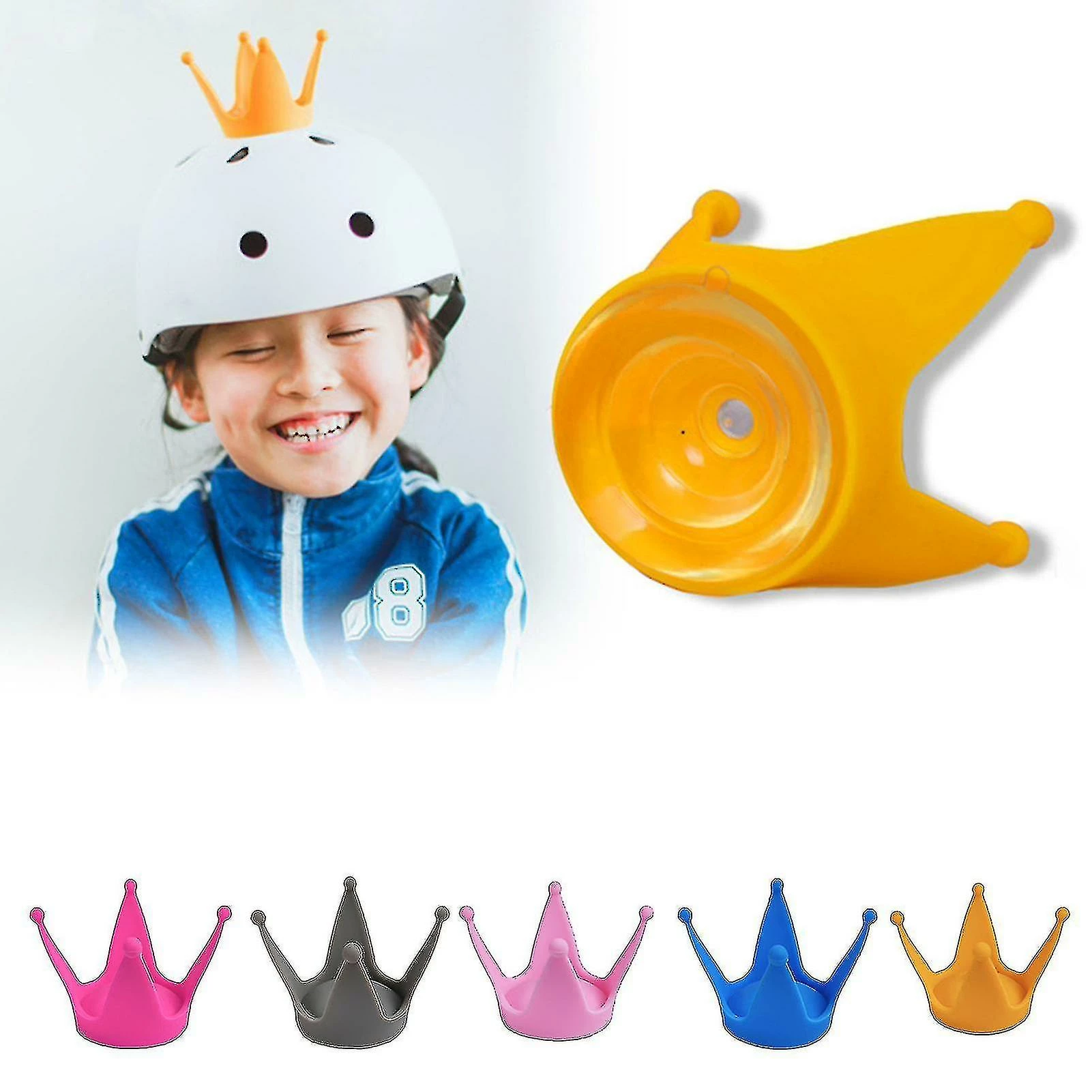 Unbranded Casque Couronne Décor Avec Ventouse Silicone Mignon Casque Moto Couronne Pour Enfants – Image 2