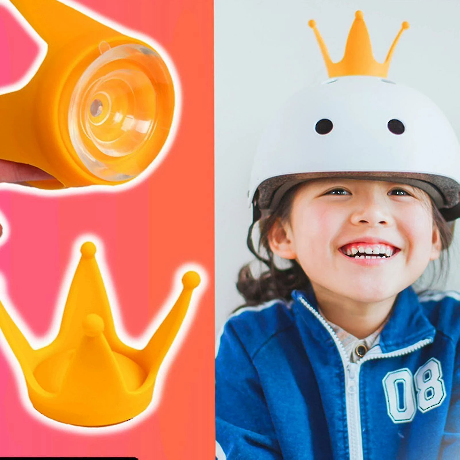 Unbranded Casque Couronne Décor Avec Ventouse Silicone Mignon Casque Moto Couronne Pour Enfants – Image 3