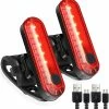 Aowear Led Arrière Vélo Arrière Feu Arrière 2 Pack, Ultra Bright Usb Rechargeable Vélo Feux Arrière, Vélo Étanche Rétro-Éclairage Pour Casque De Cyclisme Avertissement De Sécurité Strobe