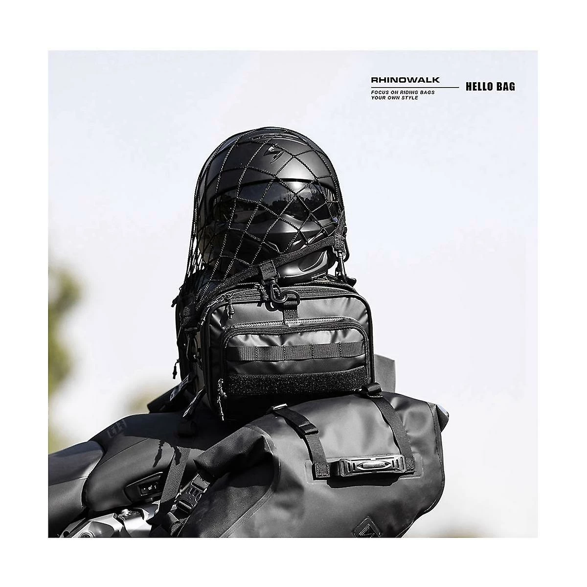 Unbranded Rhinowalk Support De Casque De Moto Net 8 Crochets En Métal Support De Filet De Bagage De Moto Mesh Storage Trun – Image 3