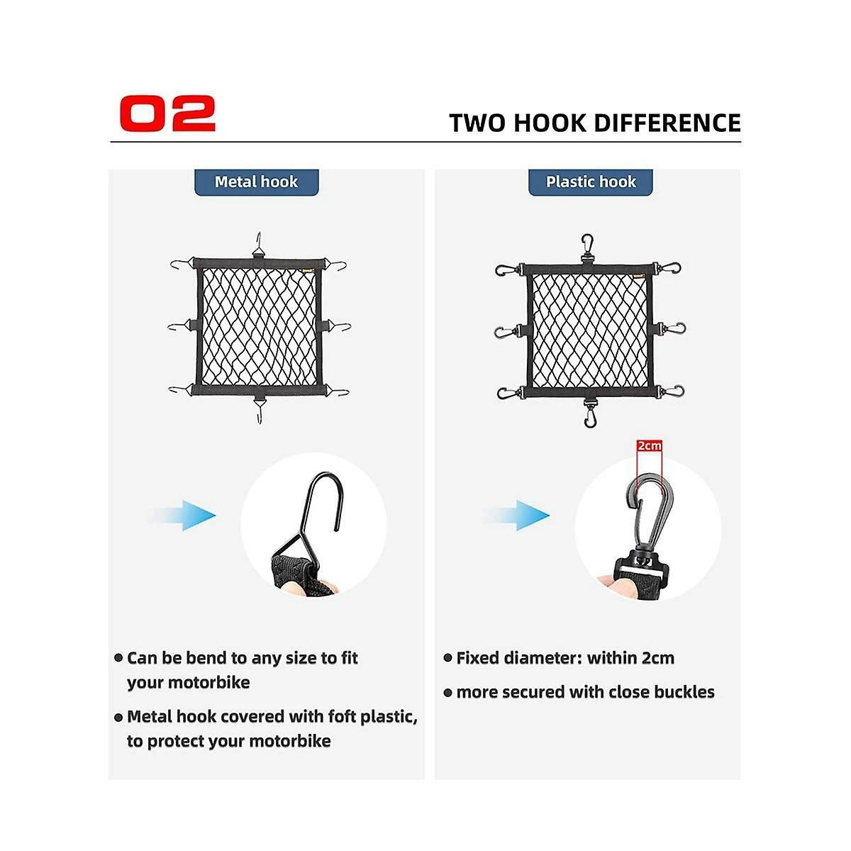 Unbranded Rhinowalk Support De Casque De Moto Net 8 Crochets En Métal Support De Filet De Bagage De Moto Mesh Storage Trun – Image 4