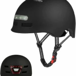 Unbranded Casque De Vélo Avec Led Light Casque De Scooter électrique Noir (54-57cm)
