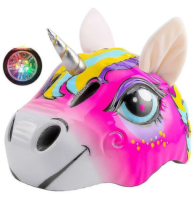 Unbranded Casque De Tout-petit Casque De Vélo Licorne Pour Filles Avec Feu Arrière – Image 2