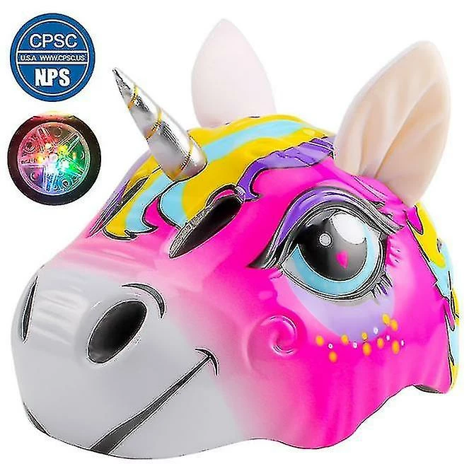Unbranded Casque De Tout-petit Casque De Vélo Licorne Pour Filles Avec Feu Arrière – Image 3